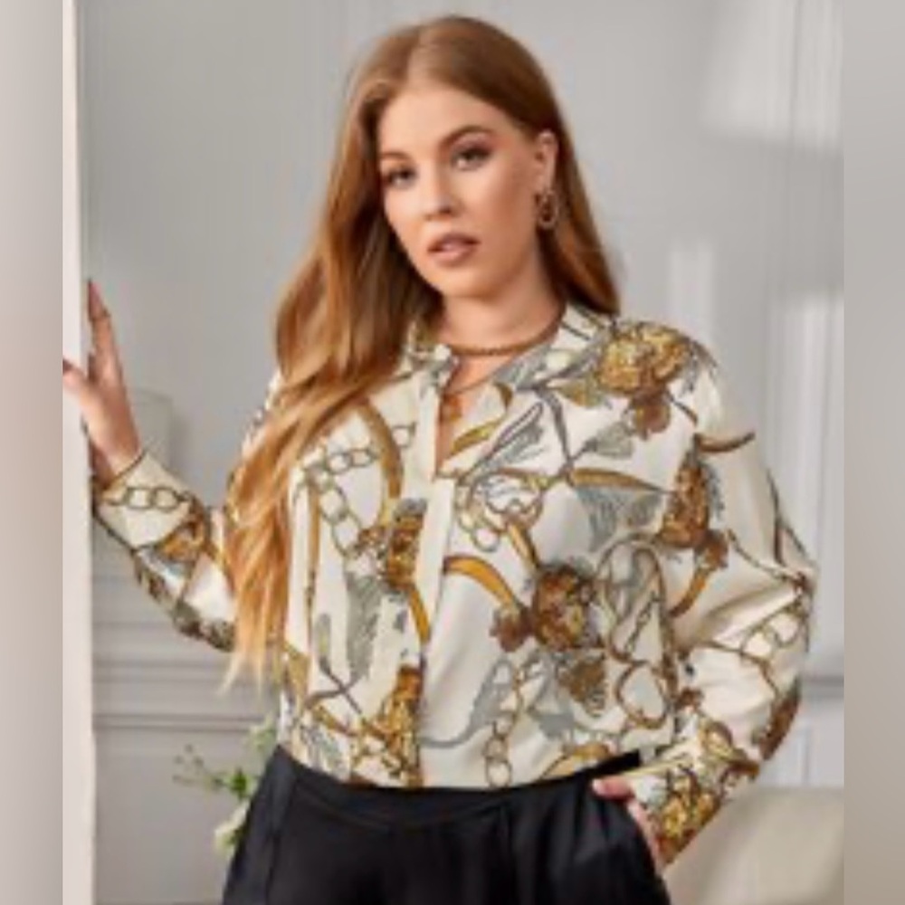 NEW 3 XL Plus Chain Print Blouse